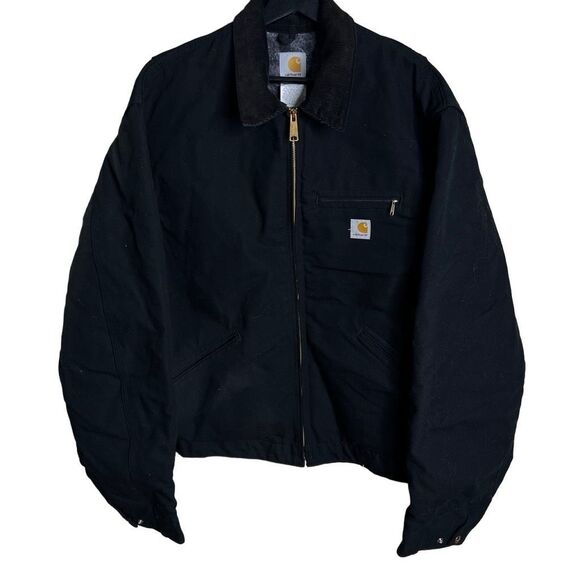 Carhartt Detroit Blanket Lined Black Jacket Sun Fading 48 Tall - Picture 1 of 6